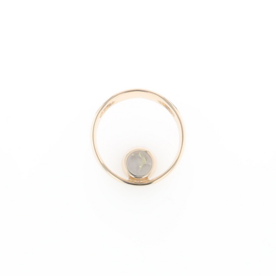 Gold Quartz Pendant Open Circle Design Round Inlay Pendant