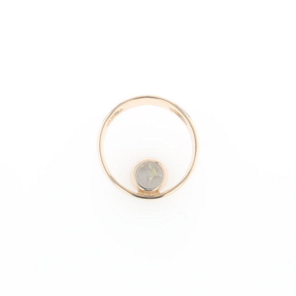 Gold Quartz Pendant Open Circle Design Round Inlay Pendant