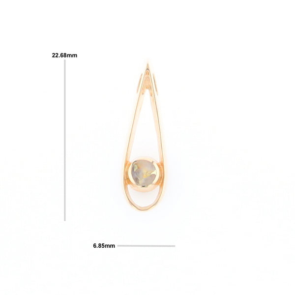 Open Teardrop Round Gold Quartz Inlaid Pendant