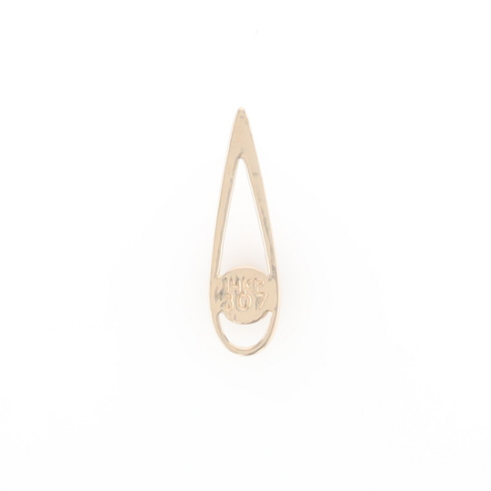 Open Teardrop Round Gold Quartz Inlaid Pendant