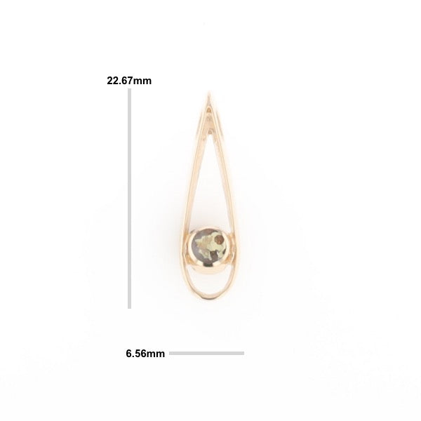 Open Teardrop Round Gold Quartz Inlaid Pendant