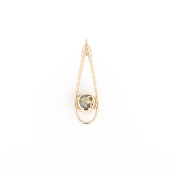 Open Teardrop Round Gold Quartz Inlaid Pendant