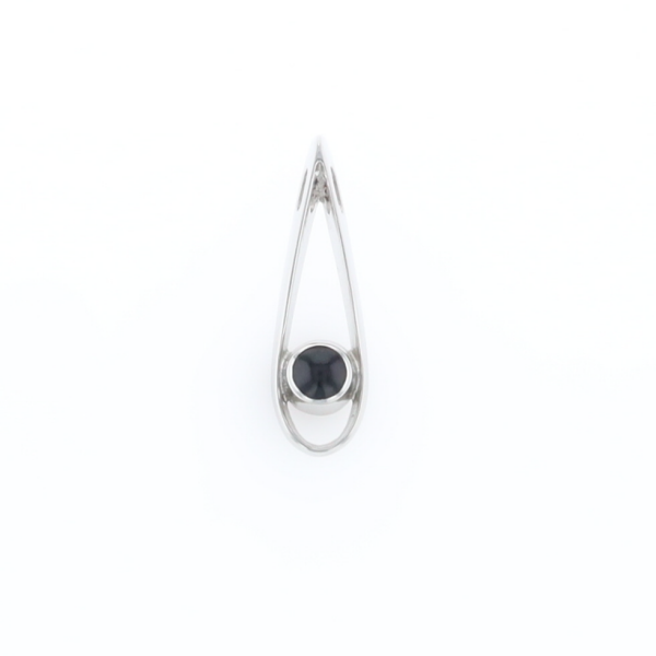 Open Teardrop Round Onyx Inlaid Pendant