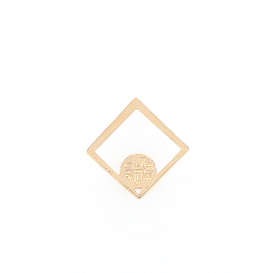 Open Square Gold Quartz Round Inlaid Pendant