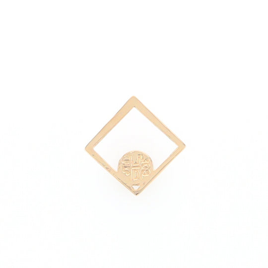 Open Square Gold Quartz Round Inlaid Pendant