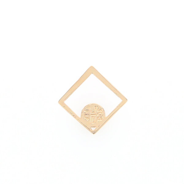 Open Square Gold Quartz Round Inlaid Pendant