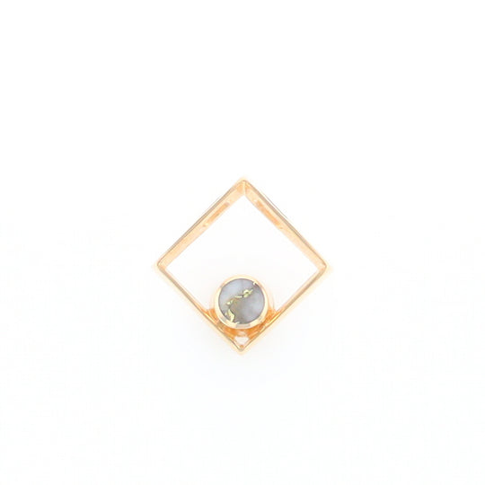 Open Square Gold Quartz Round Inlaid Pendant