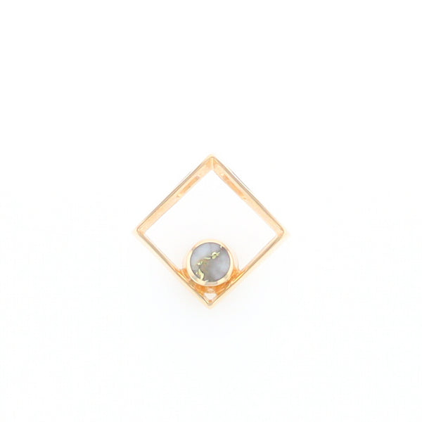 Open Square Gold Quartz Round Inlaid Pendant