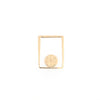 Gold Quartz Necklace Round Inlay Open Rectangle Design Pendant