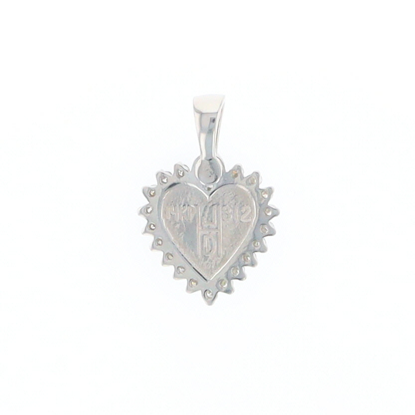 G2 Gold Quartz Pendant Heart Inlaid .21ctw Diamond Halo Design Pendant