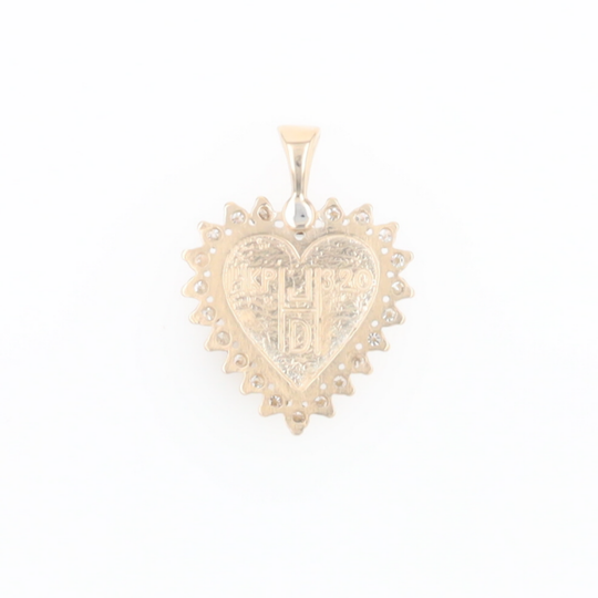 Gold Quartz Heart Shape Inlaid .55Ctw Diamond Pendant