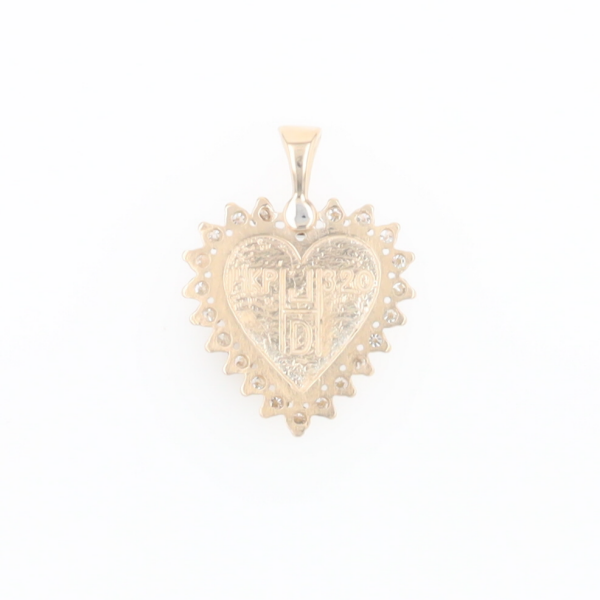 Gold Quartz Heart Shape Inlaid .55Ctw Diamond Pendant