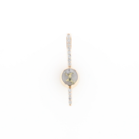 Diamond Bar Gold Quartz Round Inlaid Pendant G2