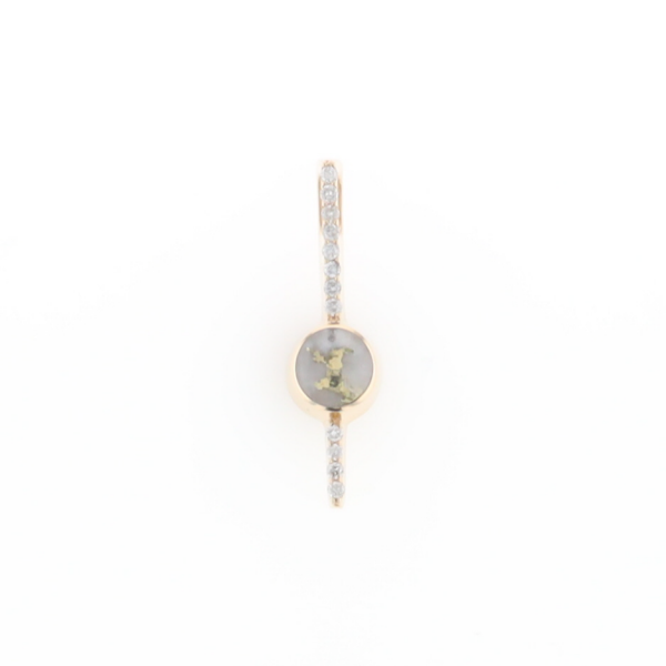 Diamond Bar Gold Quartz Round Inlaid Pendant G2