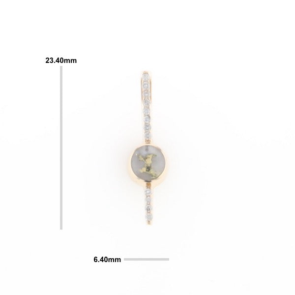 Diamond Bar Gold Quartz Round Inlaid Pendant G2