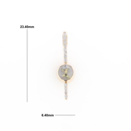 Diamond Bar Gold Quartz Round Inlaid Pendant G2
