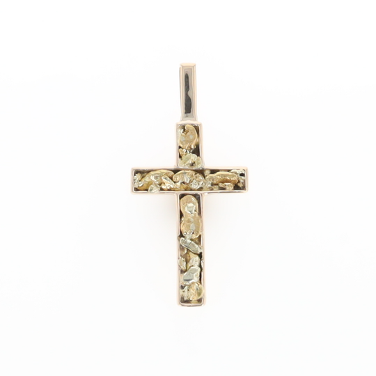 Gold Nugget 3 Section Inlaid Cross Pendant