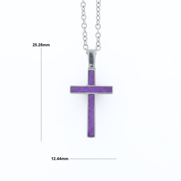 Sugilite 3 Section Inlaid Cross Pendant