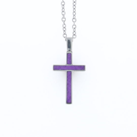 Sugilite 3 Section Inlaid Cross Pendant