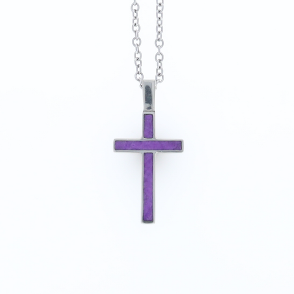 Sugilite 3 Section Inlaid Cross Pendant