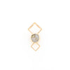 Gold Quartz Round Inlay Double Diamond Design Pendant