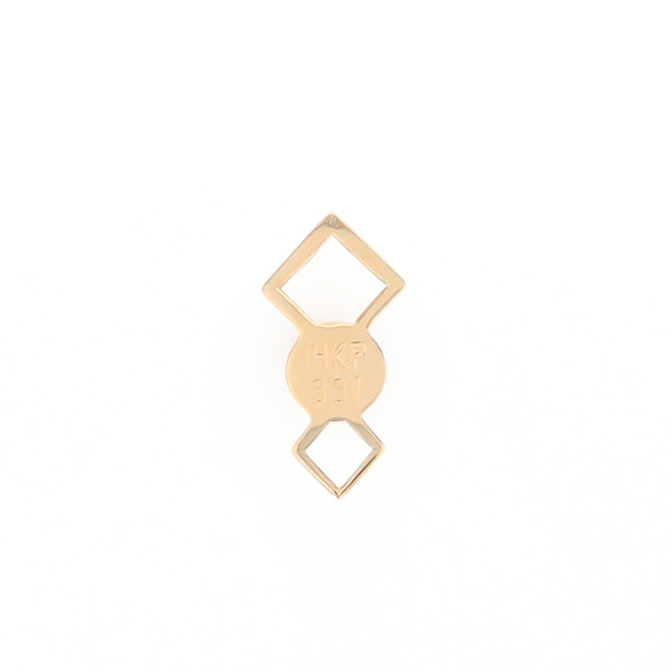 Gold Quartz Round Inlay Double Diamond Design Pendant