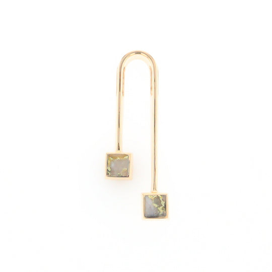 Gold Quartz 2 Square Curved Bar Pendant