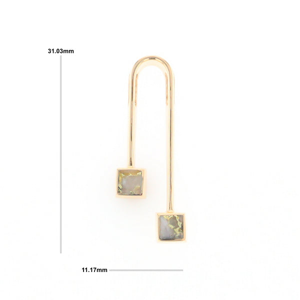 Gold Quartz 2 Square Curved Bar Pendant