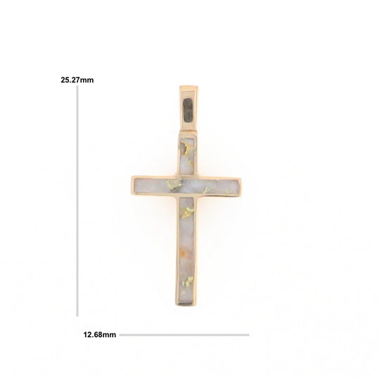 Three Section Gold Quartz Cross - G2