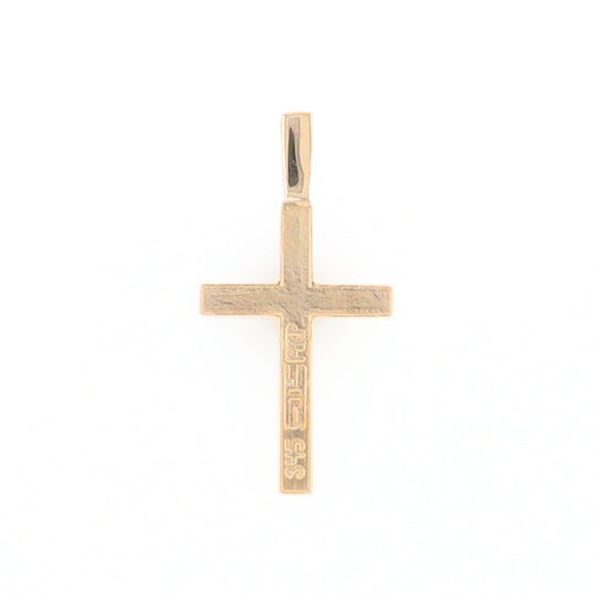 Gold Quartz Necklace 4 Section Inlaid Design Cross Pendant