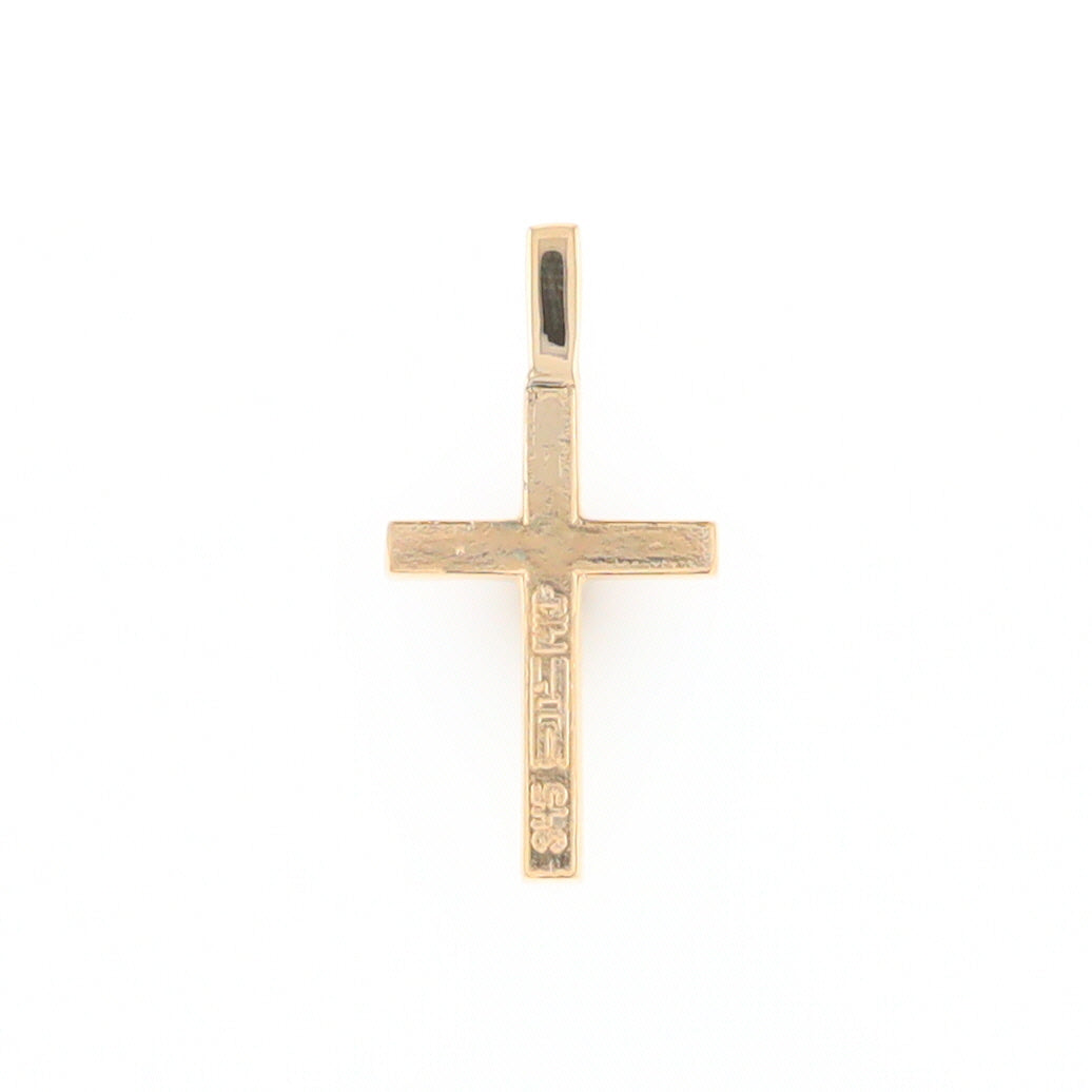 Gold Quartz Necklace 4 Section Inlaid Design Cross Pendant