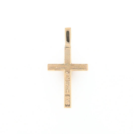 Gold Quartz Necklace 4 Section Inlaid Design Cross Pendant