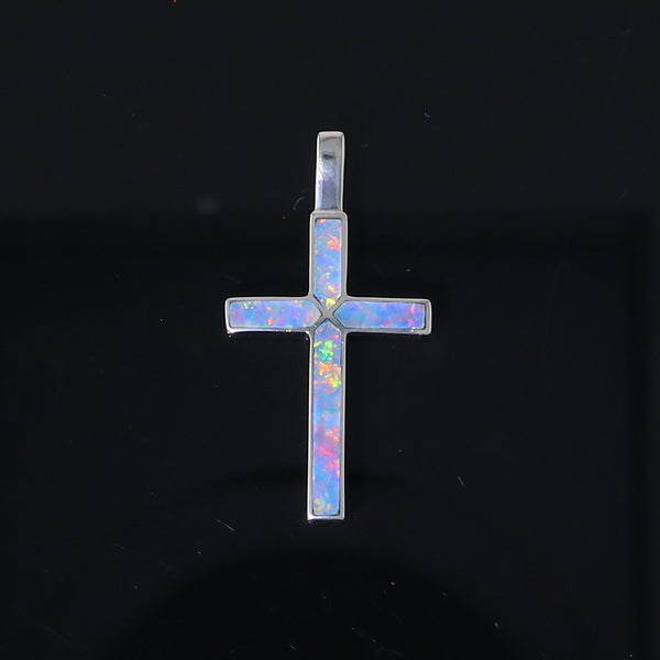 Opal Pendant 4 Section Inlaid Cross