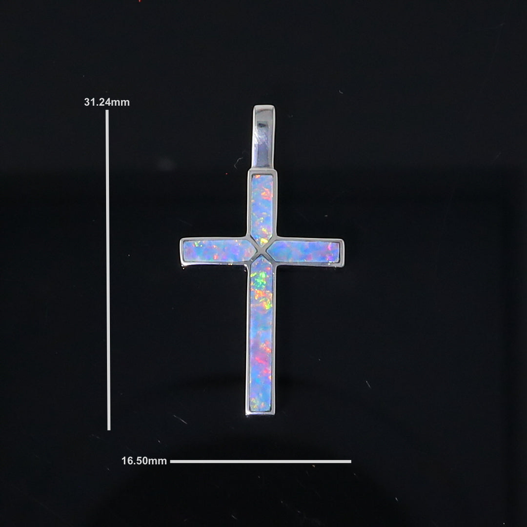 Opal Pendant 4 Section Inlaid Cross