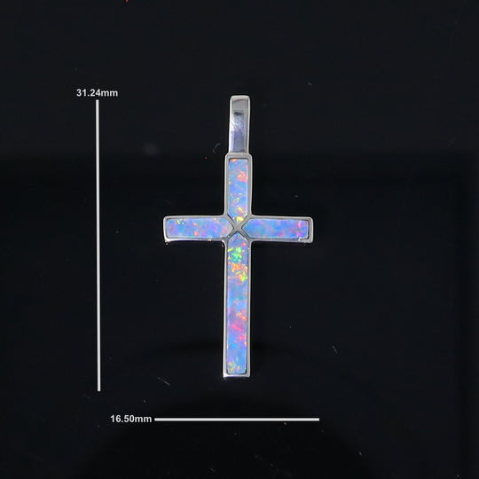 Opal Pendant 4 Section Inlaid Cross