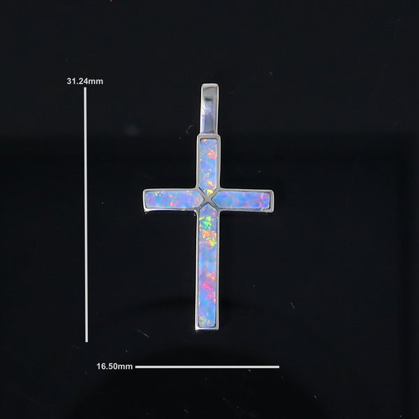 Opal Pendant 4 Section Inlaid Cross