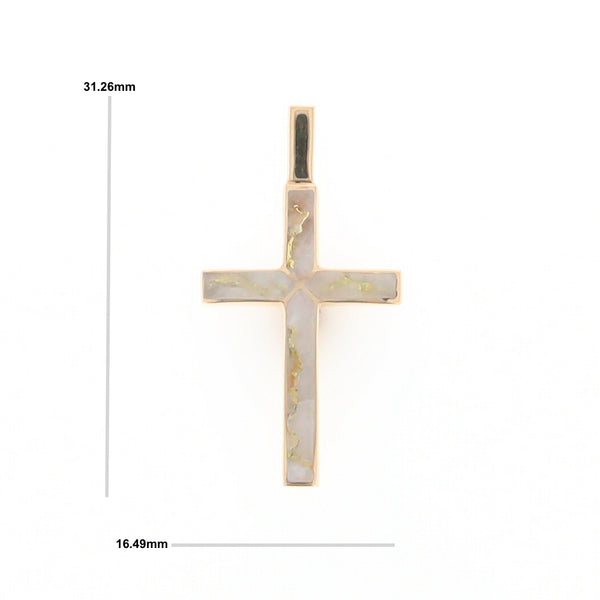 Gold Quartz Pendant 4 Section Inlaid Cross Pendant