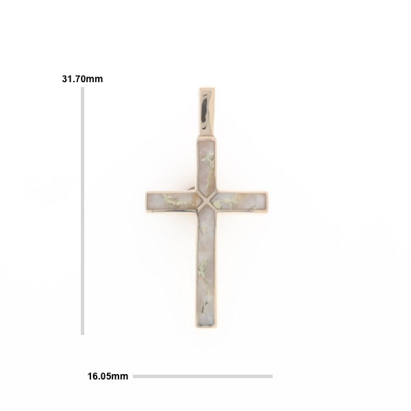 Gold Quartz Pendant 4 Section Inlaid Cross Pendant