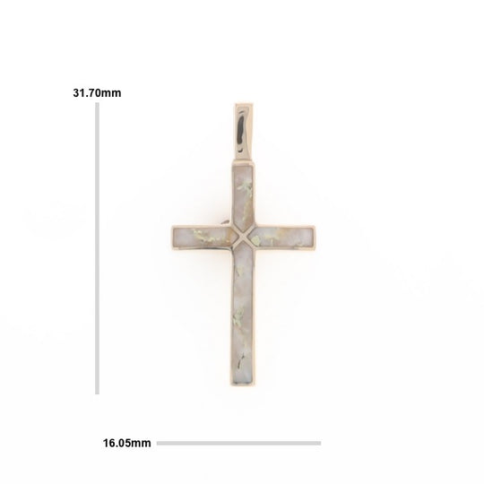 Gold Quartz Pendant 4 Section Inlaid Cross Pendant