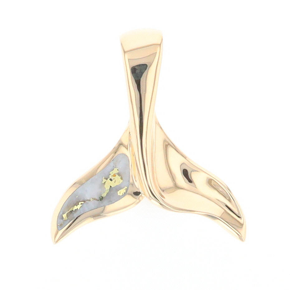 Whale Tail Necklaces Natural Gold Quartz Single Side Inlaid Pendant