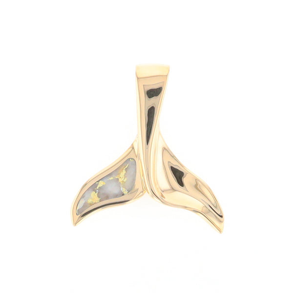 Whale Tail Natural Gold Quartz Single Side Inlaid Pendant