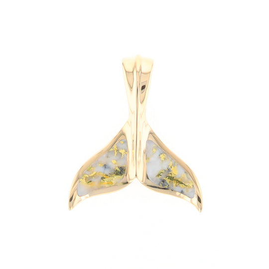 Whale Tail Necklaces Natural Gold Quartz Inlaid Sea Life Pendant