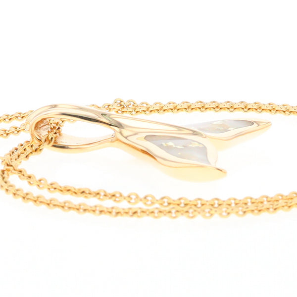 Whale Tail Necklaces Natural Gold Quartz Inlaid Sea Life Pendant