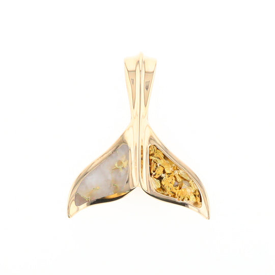 Whale Tail Necklaces Natural Gold Quartz and Nuggets Inlaid Pendant