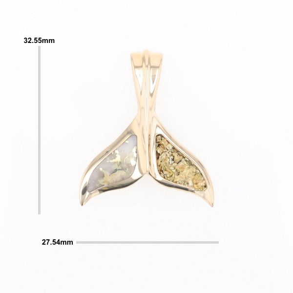 Whale Tail Necklaces Natural Gold Quartz and Nuggets Inlaid Pendant
