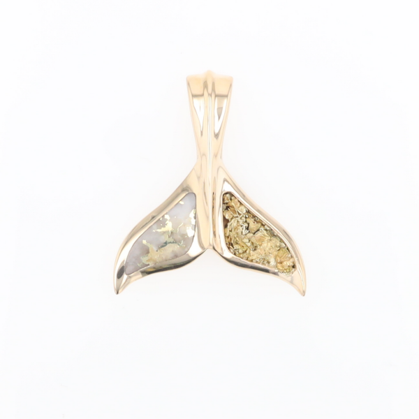 Whale Tail Necklaces Natural Gold Quartz and Nuggets Inlaid Pendant