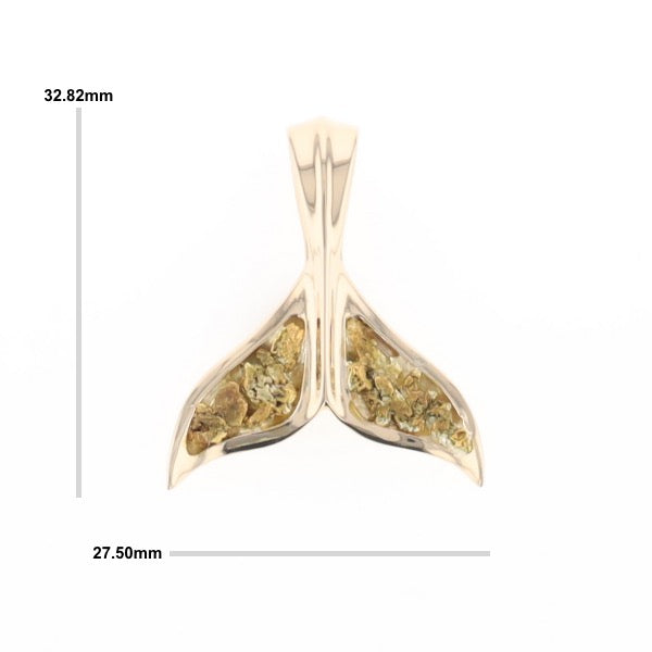 Whale Tail Natural Gold Nuggets Inlaid Pendant XL