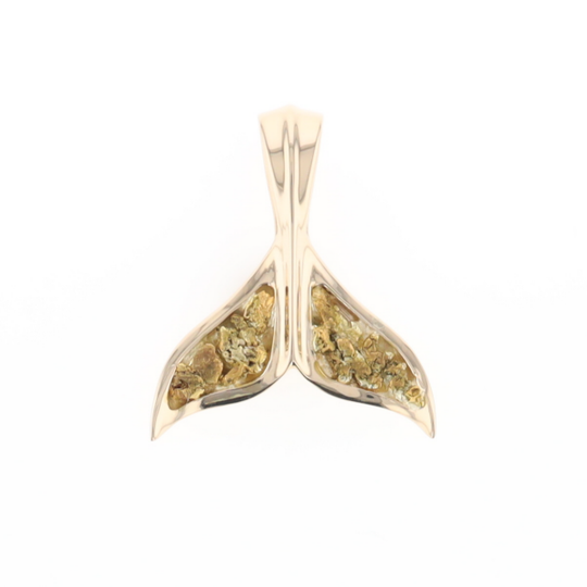 Whale Tail Natural Gold Nuggets Inlaid Pendant XL
