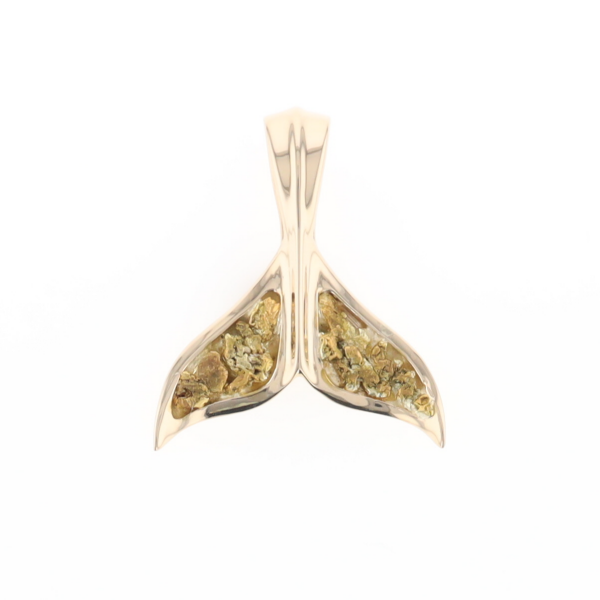 Whale Tail Natural Gold Nuggets Inlaid Pendant XL