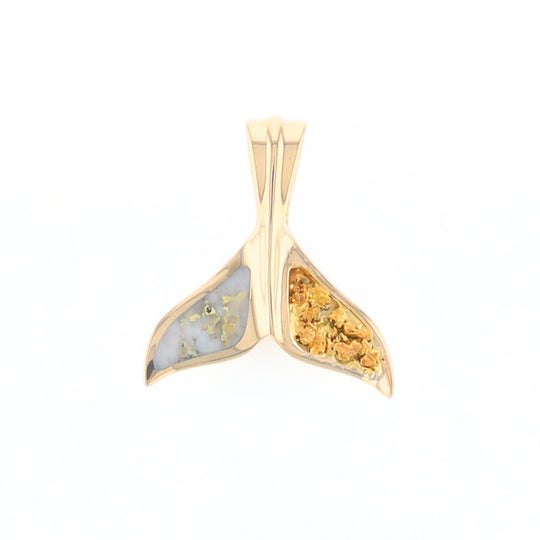 Whale Tail Necklaces Natural Gold Quartz and Nuggets Inlaid Pendant